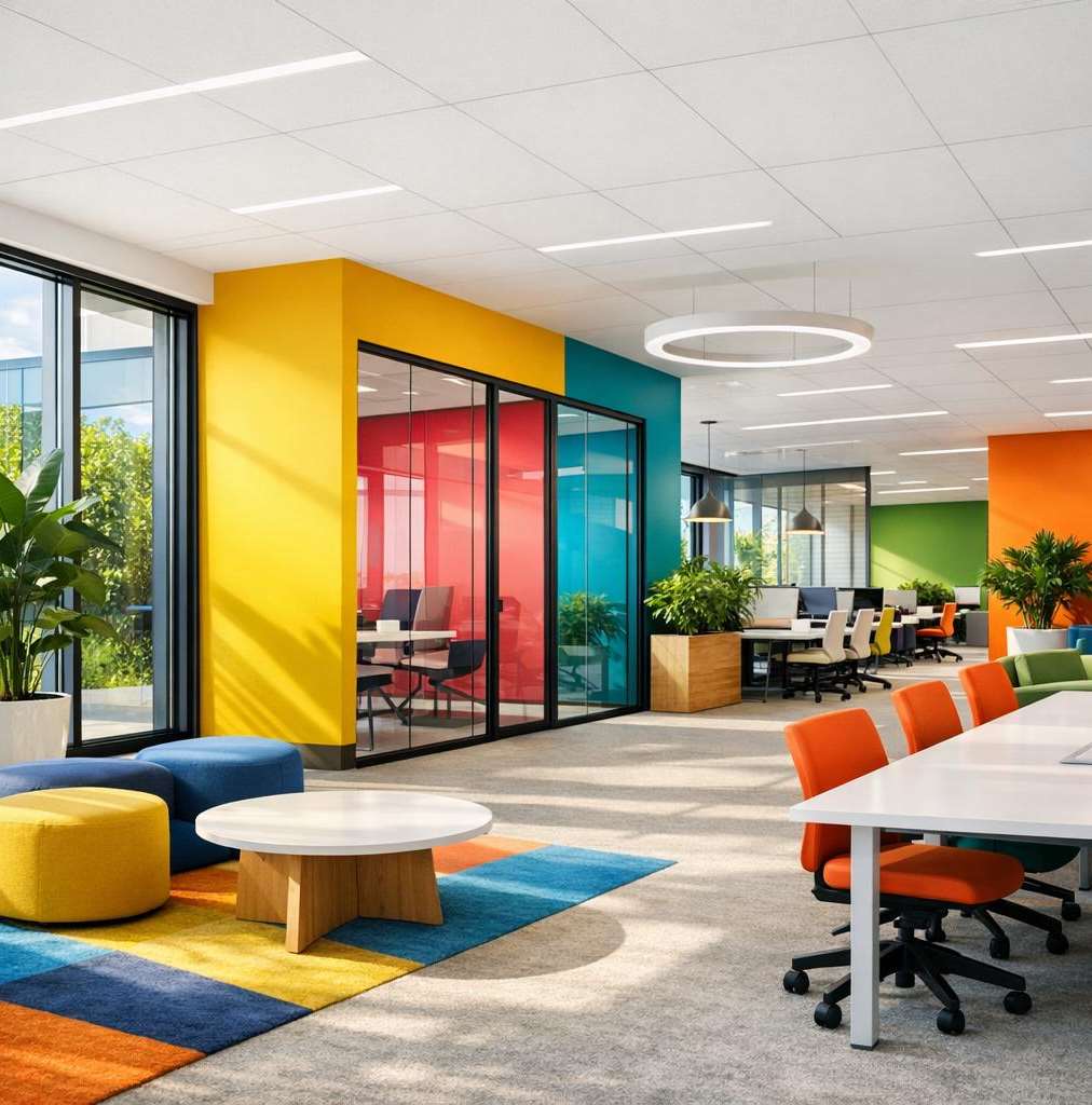 Corporate office with glass partition systems